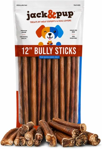 Vista 12 de Jack&Pup Bully Sticks de 6 pulgadas para perros (paquete de 6) - Jumbo