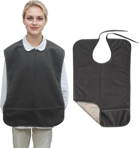 Vista 8 de Babero antideslizante para adultos para comer, baberos grandes impermeables para adultos, para mujeres mayores, hombres, lavables