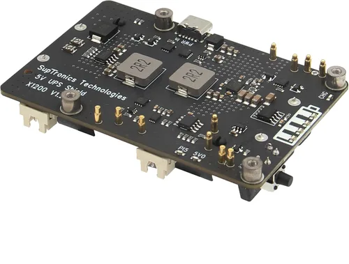 Vista 2 de Geekworm X1200 5V UPS HAT Junta de expansión para Raspberry Pi 5 Max 5.1V 5A Output, Power Management, Auto Power On, Safe Shutdown, Power Loss