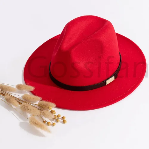 Vista 31 de Sombreros Fedora para hombre, sombrero Panamá de ala ancha con cinturón clásico Unisex Felt Fedora, Adjustable Fit, Breathable Sweatband, All-Day