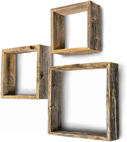 Vista 17 de BarnwoodUSA - Estantería de madera para colgar 100 % madera reciclada, Madera, cuadrado Espresso