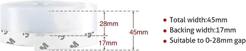 Vista 7 de TradeGear Tira de sellado de silicona de 26 pies a 1.772 in con adhesivo ultra fuerte, cinta transparente anticolisión para sellado de huecos