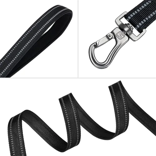 Vista 5 de EXCELLENT ELITE SPANKER Correa de entrenamiento de perro de nailon resistente y duradera, cuerda de tracción de 4 pies de largo de 1 pulgada de Negro