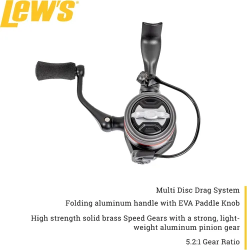 Vista 4 de Lew's Speed Spin CRX Spinning Fishing Reel, 8+1 Bearings, Graphite Frame and Sideplate, Solid Brass Speed Gears, Speed Lube, Multi-Disc Drag