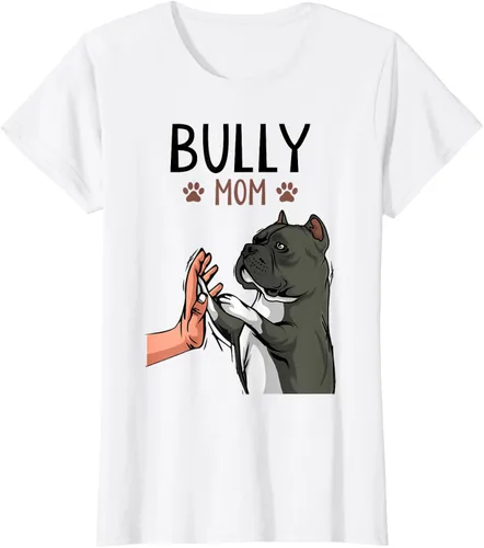 Vista 24 de American Bully Mom Cute Dog Mama Camiseta divertida para mujer, Blanco, S