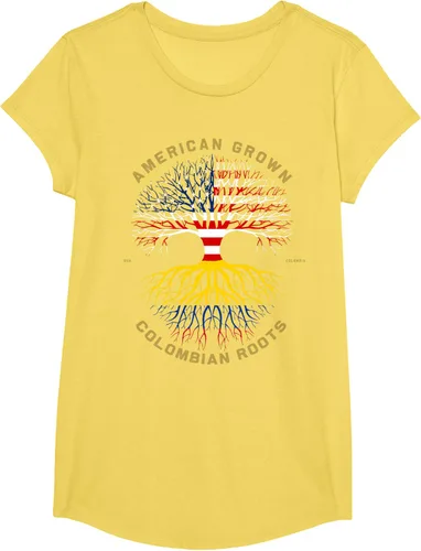 Vista 35 de Camiseta de regalo con la bandera de Estados Unidos con árbol de raíces colombianas
