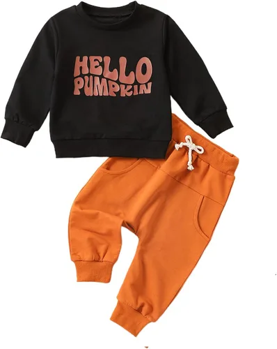 Vista 15 de Ropa de Halloween para bebé, sudadera de manga larga con diseño de calabaza, conjunto de pantalones de fiesta de Halloween para otoño e invierno