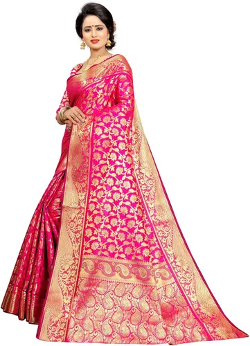 Vista 2 de EK-PAL Present Banarasi - Sari de seda para mujer con blusa sin costura.
