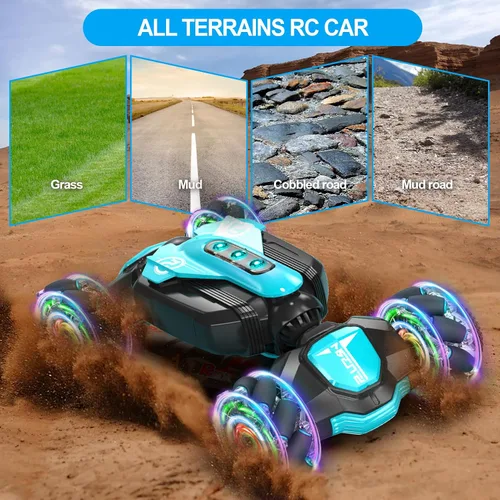 Vista 4 de Gesture Stunt RC Car, auto de control remoto 4WD de 2.4 GHz, sensor de reloj de gravedad, giro giratorio de 360, deriva y deriva con luces