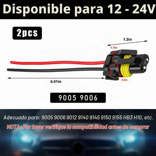 Vista 2 de Wevdn 2 PCS Enchufes de Bombilla 9005 HB3 9006 HB4 9012, Conector de Faro Adaptador Hembra Arnés de Cableado Enchufe, Enchufe de Cable de Faros