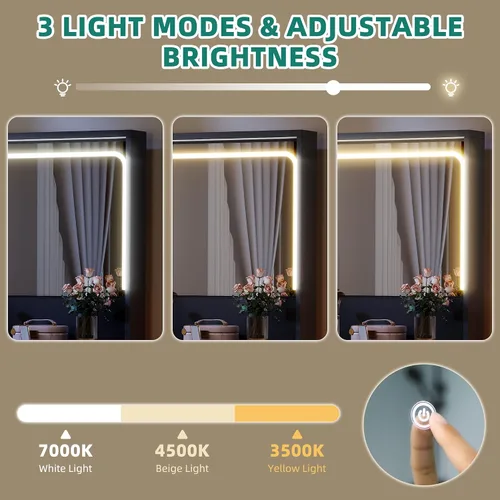 Vista 2 de YITAHOME Juego de escritorio de tocador, tocador de maquillaje con espejo y luces, 3 modos de iluminación, tocador grande de 48 pulgadas con 5