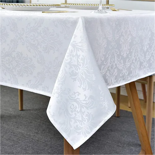 Vista 16 de Servilletas cuadradas de jacquard blanco, servilletas de poliéster suave resistentes a las arrugas con diseño damasco, servilletas de tela