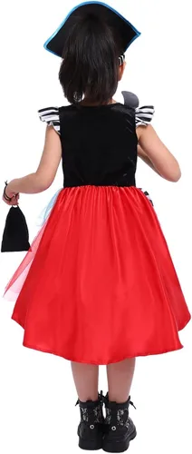 Vista 5 de SPUNICOS Girls Deluxe Pirate Costume,Pirate Princess Dress with Accessories
