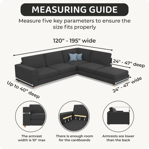 Vista 5 de PAULATO BY GA.I.CO. Funda de sofá seccional – Funda de sofá esquinero – Fundas de sofá chaise con protector – Funda lavable para sofá con otomana