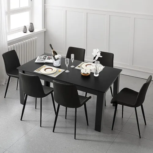 Vista 6 de Giantex Mesa de comedor para 6, mesa de cocina rectangular con capacidad de 330 libras, estructura estable, 63 pulgadas de largo x 31.5 pulgadas