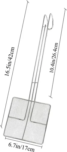 Vista 2 de 2 piezas - Freidora de araña de cocina con cuchara para freír espumadera (2 cucharas + 1 delantal + 1 sombrero de chef)