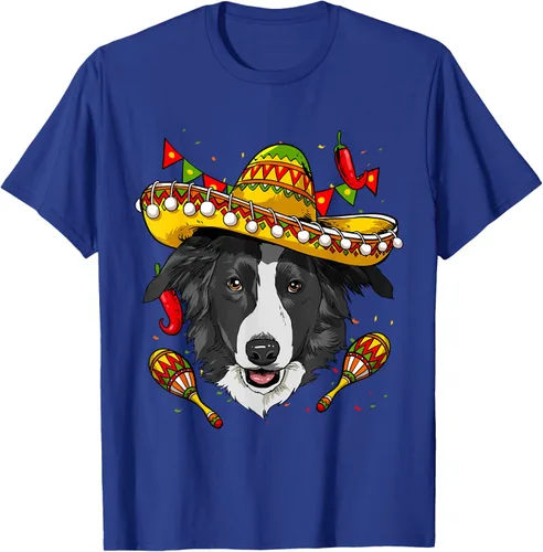 Vista 18 de Cinco de Mayo Border Collie Hombres Mujeres Niños Sombrero Camiseta Negro