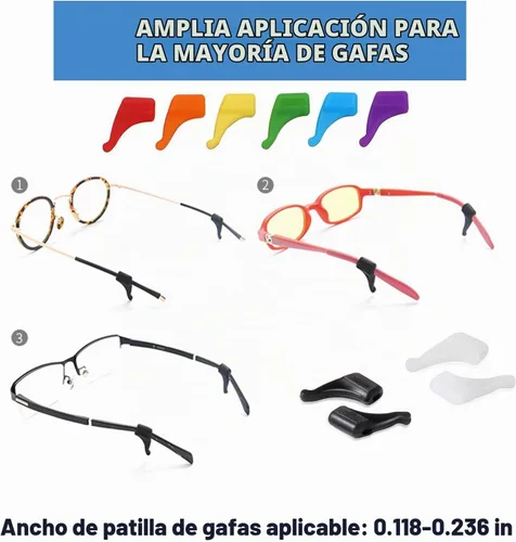Vista 6 de SAIGO Ganchos antideslizantes para las orejas, retenedores de lentes de silicona para lentes de sol, 10 pares, color negro
