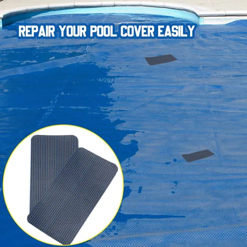 Vista 7 de Treela Kit de reparación de 6 piezas de cubierta de seguridad para piscina, kit de reparación de parche azul para piscina, malla autoadhesiva