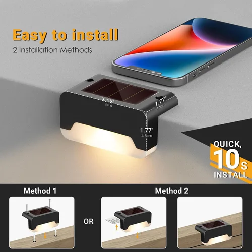 Vista 5 de SOLPEX Luces solares de cubierta, luces solares para exteriores Negro