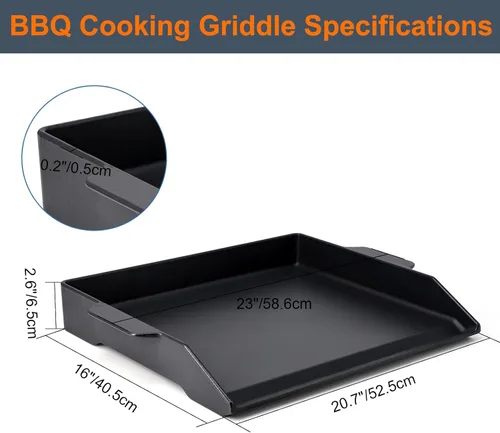 Vista 9 de Criditpid Plancha universal de hierro fundido grande con paredes laterales extra altas para parrillas de gas, carbón, parrilla Blackstone de 20