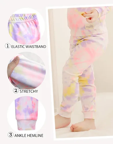 Vista 6 de VAENAIT BABY 12M-12 Toddler Kids Boys Girls 100 Cotton Marbling Sung Fit Sleepwear Pajamas 2pcs Pjs Set