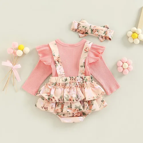 Vista 3 de Mubineo Ropa de primavera y otoño para bebé niña, traje de manga larga con encaje floral