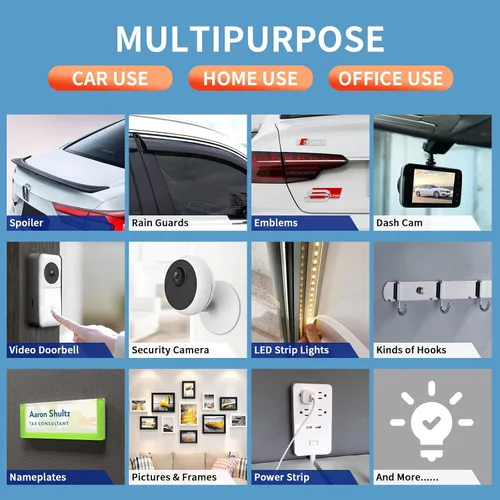 Vista 7 de PHIXBEAR Adhesión súper fuerte, cinta de doble cara resistente, impermeable para uso en interiores y exteriores, adhesivo de espuma multiusos