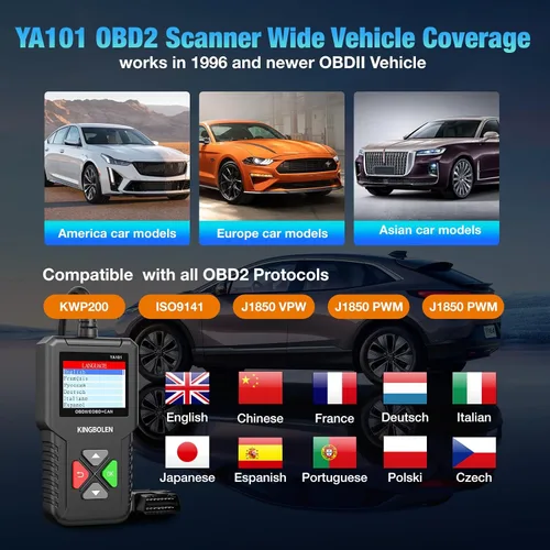 Vista 7 de KINGBOLEN Escáner OBD2, lector de código, herramienta de escaneo de verificación de luz de motor automotriz comprueba el sensor O2 y los sistemas