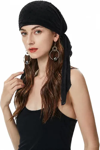 Vista 42 de ZLYC Gorro de quimioterapia para la cabeza preatado, gorro ligero para Verde (Lace Green)