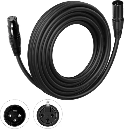 Vista 9 de Cable DMX de 100 pies, paquete de 2 cables flexibles de señal XLR de 3 pines macho a hembra, adecuado para señal de iluminación de escenario, cables