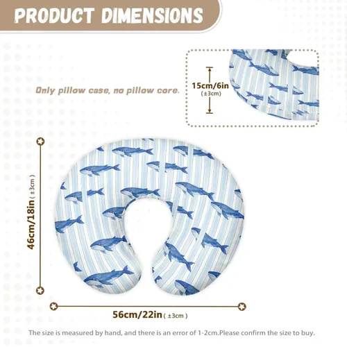 Vista 4 de Jeiento Blue Shark - Fundas de almohada de lactancia suaves y elásticas para almohadas de lactancia materna, funda reversible extraíble para bebé