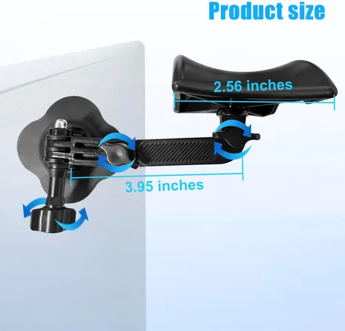 Vista 3 de Soporte de monitor para auriculares y auriculares, soporte ajustable para auriculares, soporte de gancho fuerte adhesivo en el monitor, organizador