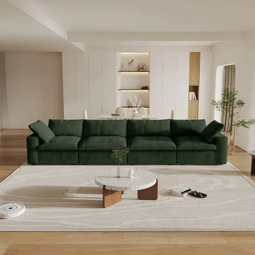 Vista 53 de Cloud - Sofá modular convertible de 80.3 pulgadas en forma de L para sala de estar con otomana de almacenamiento, sofás profundos minimalistas, Negro