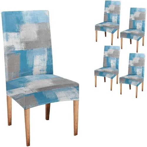 Vista 18 de TOMWISH Juego de 2 fundas para sillas de comedor, color turquesa y gris, fundas elásticas para sillas Parsons, de elastano, lavables, protectores