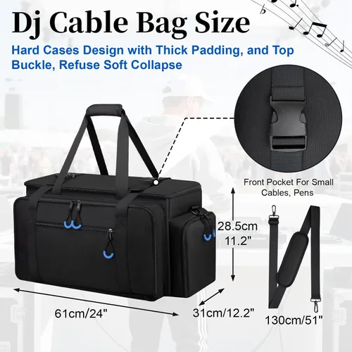 Vista 6 de Bolsa de cables Dj grande con divisores desmontables, almohadilla