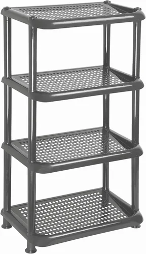 Vista 4 de Mintra Home - Estantes de almacenamiento de plástico ligeros, estanterías, almacenamiento (negro, estante rectangular) - 18.5 pulgadas de ancho x