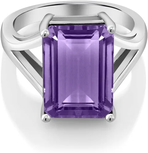 Vista 66 de Gem Stone King Anillo de compromiso solitario con piedra preciosa de corte esmeralda de 0.551 x 0.394 in para mujer, plata de ley 925, anillo
