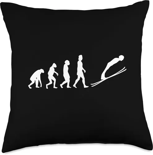 Vista 4 de Skispringen Wintersport Skifahren Schnee Piste Evolution Ski Jumping Throw Pillow, 16x16, Multicolor