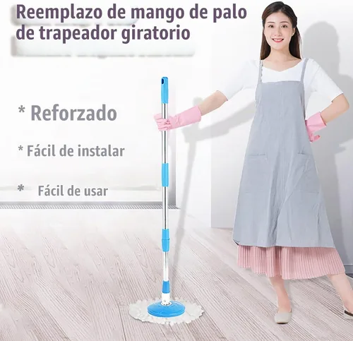 Vista 6 de Repuesto de mango de poste de trapeador giratorio, mango telescópico giratorio de 360 grados, accesorios de herramienta de limpieza, versión Azul