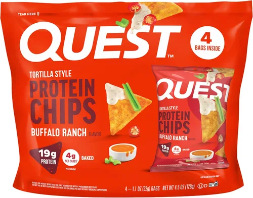 Vista 19 de Quest Nutrition Chips de proteína, barbacoa, 0.78 oz de proteína, 0.11 oz de carbohidratos netos, 130 cals, bolsa de 1.1 onzas, 1 unidad, alto