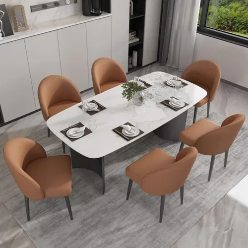 Vista 2 de YVYKFZD Juego de sillas de comedor, silla de comedor de cuero con respaldo curvo, sillas de cocina sin brazos, silla auxiliar tapizada cómoda