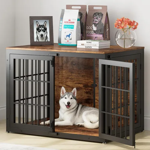 Vista 10 de Muebles de Jaula para Perros de Servicio Pesado de 33", Jaula de Madera Perrera para Perros Pequeños y Medianos, Perrera para Perros