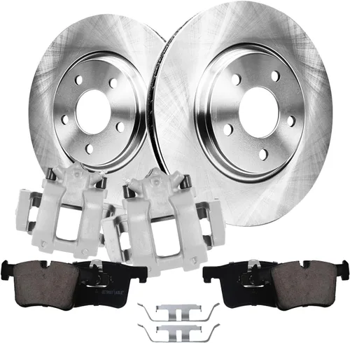 Vista 25 de Detroit Axle - Juego de 6 piezas de rotores de disco de freno delantero + pastillas de freno cerámicas de repuesto para Land Rover LR3 Range Rover