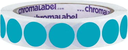 Vista 23 de ChromaLabel Kit de puntos verdes y amarillos fluorescentes con código de color extraíble de 3/4 pulgadas, 2 rollos, 1000/rollo