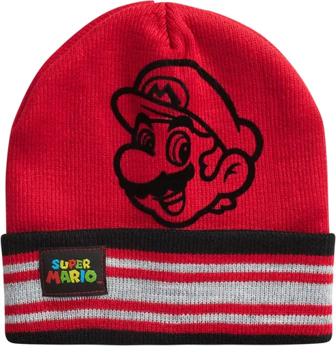 Vista 4 de Nintendo Super Mario Bros. Sombrero de invierno para niños, paquete de 2 gorros con pompones de Super Mario (4-7)
