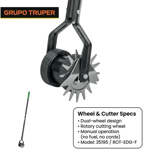 Vista 3 de Herramientas forjadas, de la marca Truper Tru Pro, (Dual Wheel Rotary Lawn Edger), 48, Ceniza (Ash Wood)