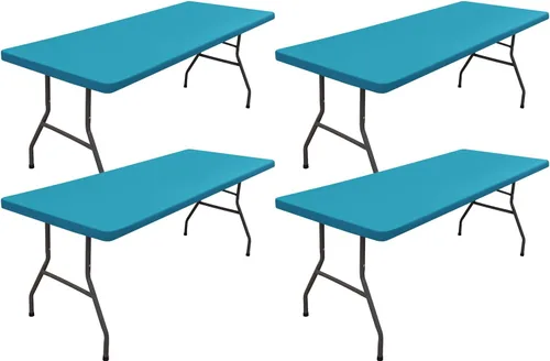 Vista 20 de homing Paquete de 4 manteles rectangulares de 4 pies, mantel ajustable de poliéster impermeable, lavable, para picnic, campamento, al aire libre