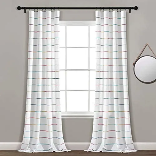 Vista 12 de Lush Decor Paneles de cortina de ventana de algodón teñido con hilo de rayas degradadas, par de cortinas de 40 pulgadas de ancho x 63 pulgadas