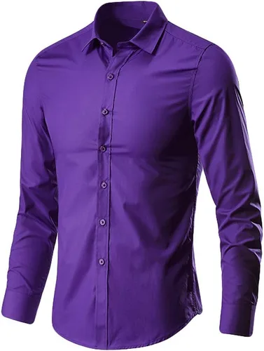 Vista 8 de Camisa de vestir para hombre, manga larga, de algodón, con botones, ajuste regular, tallas grandes y altas